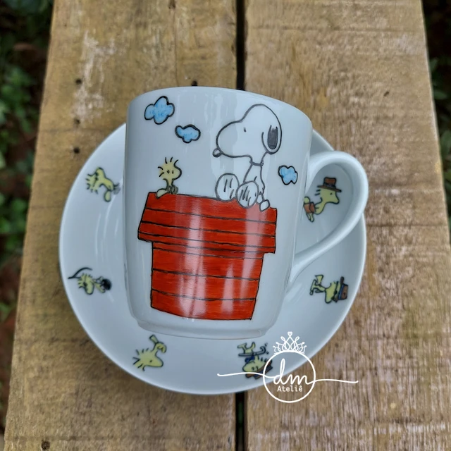 Caneca com prato Snoopy